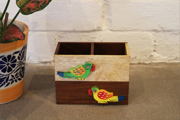 Handcrafted Wooden Parrot Spoon & Fork Holder - NamegStore